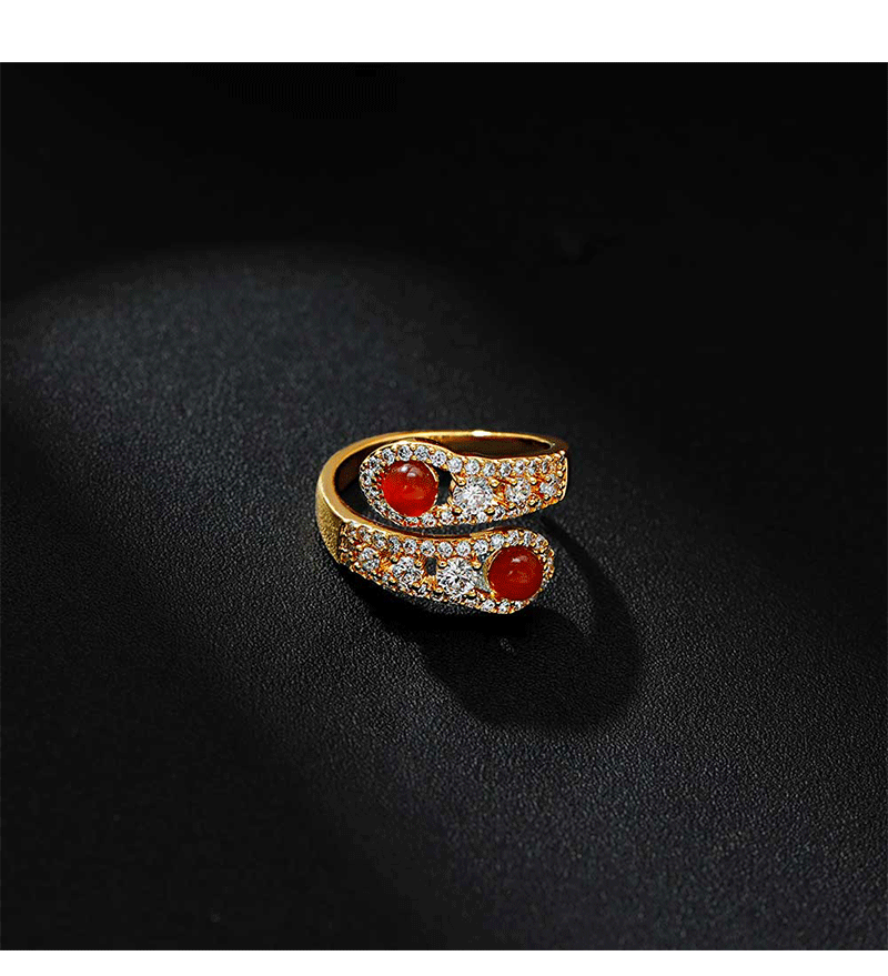Hyacinth moda ligera extravagancia superflash zirconitas serpentina anillo de apertura mujer diseño único puerto viento rojo ágata anillo de anillo shake sonic boom pic 7