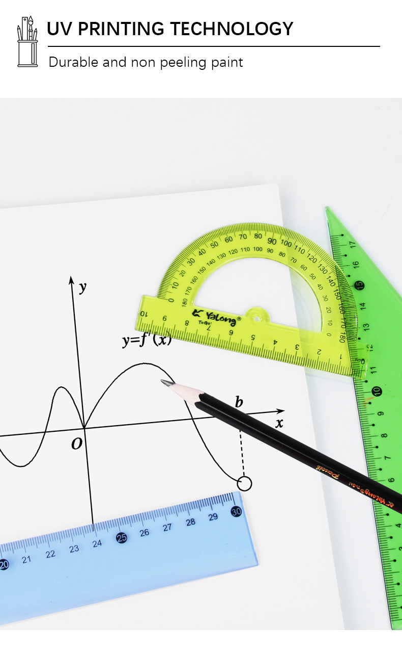 The Yalong Cross-border plastic 30 cm straightedge set is used as an Angle measuring tool pic 4