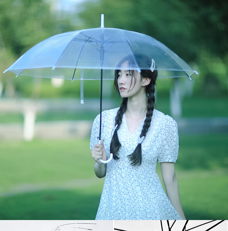 Wholesale of transparent umbrellas, disposable plastic umbrellas, automatic wholesale, long-handled transparent umbrellas with high appearance standards, custom-made parasols pic 4