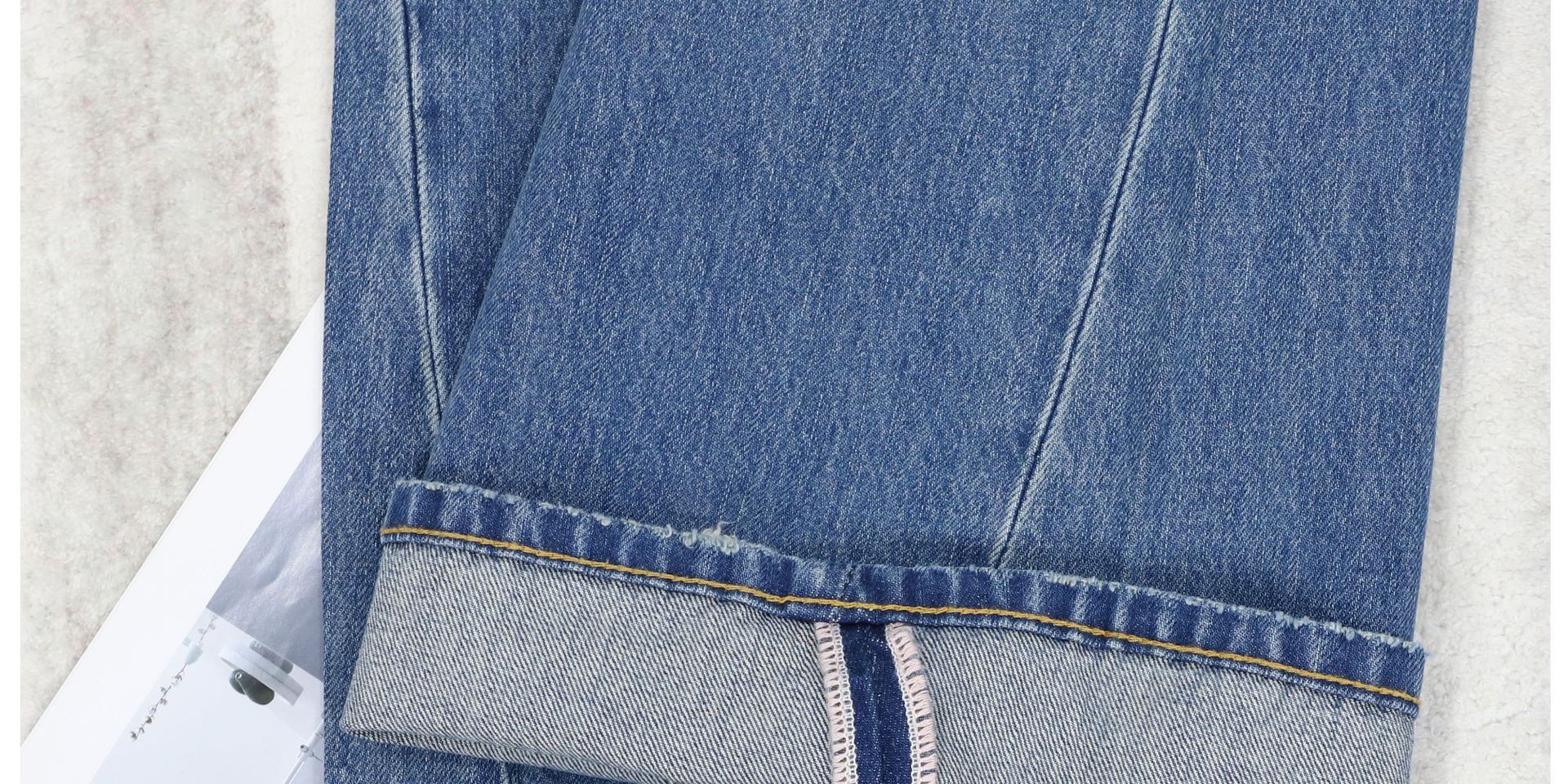 AC blue straight-leg jeans for women, high-waisted wide-leg, ink-wash distressed printed flared pants, dirty pants, Spring 2026 new style pic 21