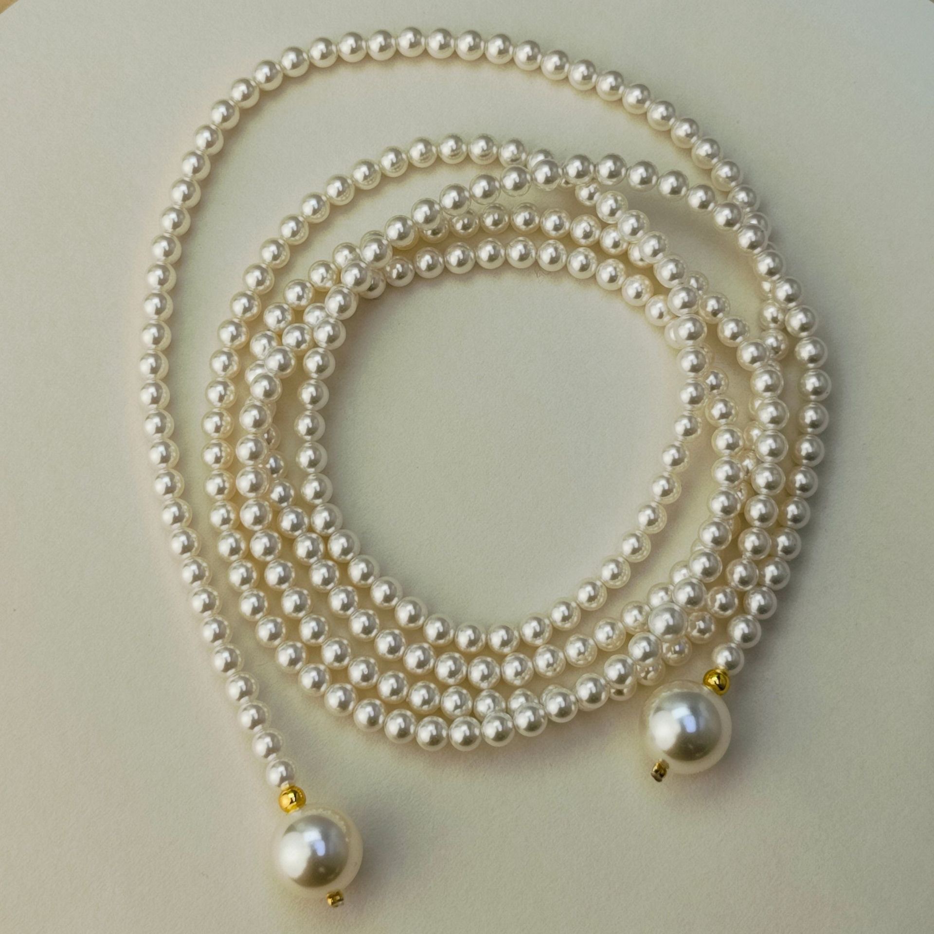 法式施家珍珠项链串珠配饰女轻奢小众复古百搭毛衣链高级感长款详情5