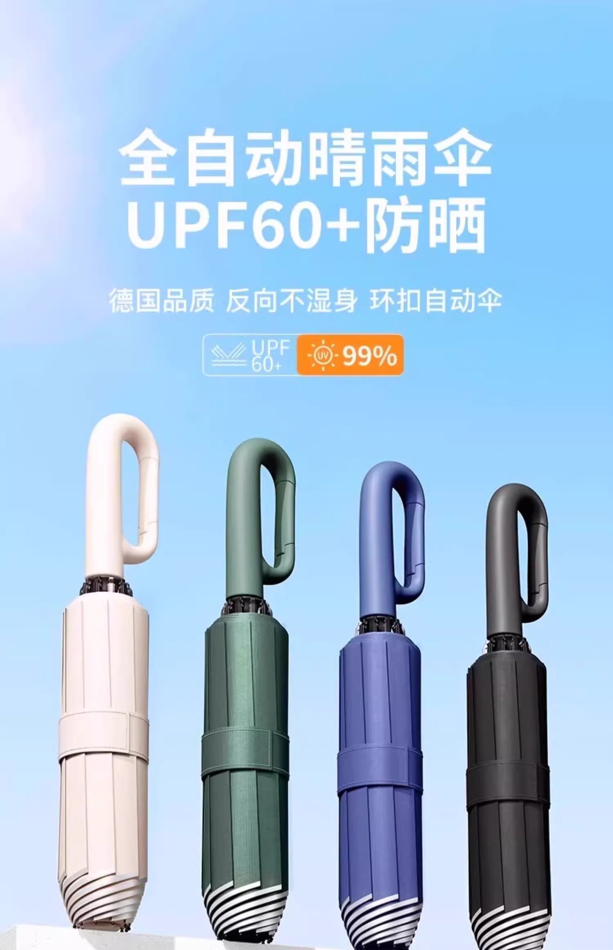 全自动72骨环扣雨伞定制批发晴雨两用遮阳伞防晒折叠伞商务太阳伞详情2