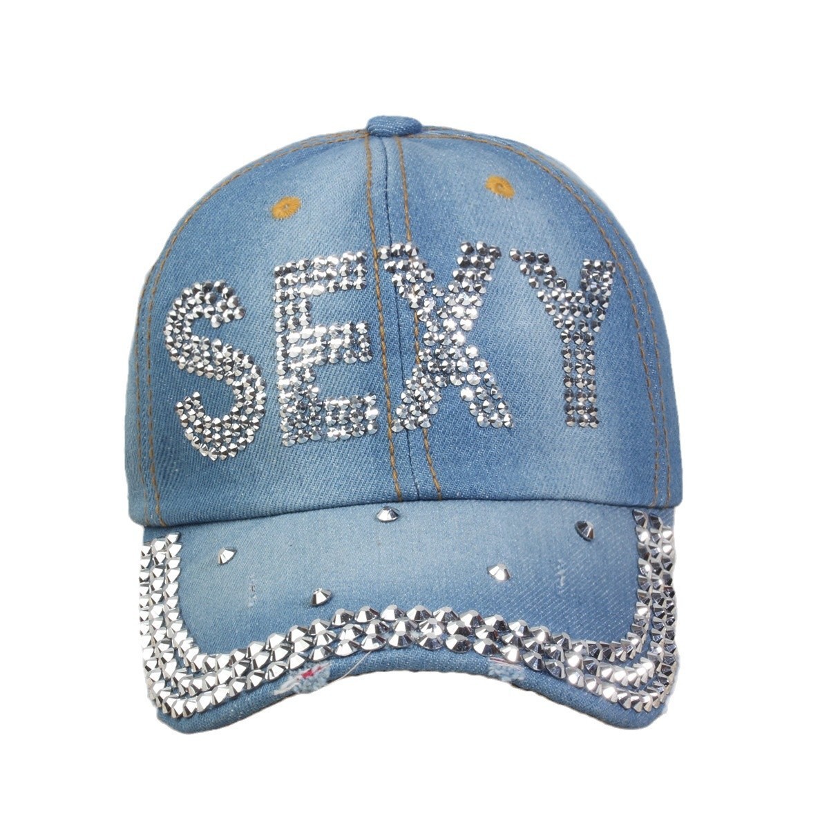 牛仔镶钻棒球帽弯檐男帽女帽百搭款遮阳鸭舌帽夏季休闲百搭帽子详情8
