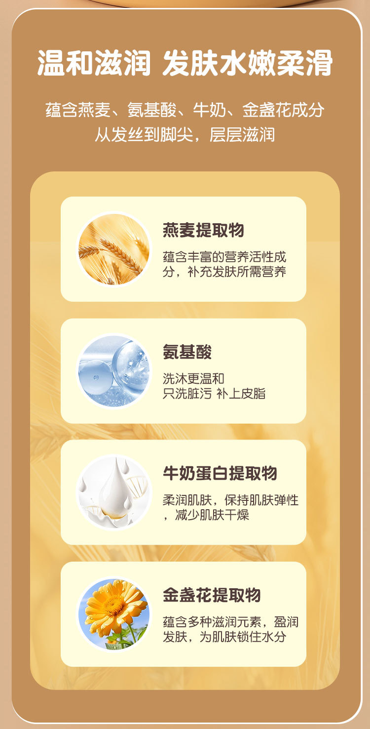 维瑞燕麦婴儿洗护用品二合一温和滋润婴幼儿童宝宝洗发沐浴露详情5