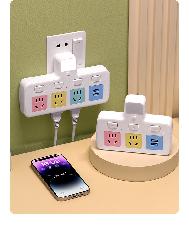 纯铜排插一转多插位 无线usb转换插座多功能家用办公插板夜灯插排详情19