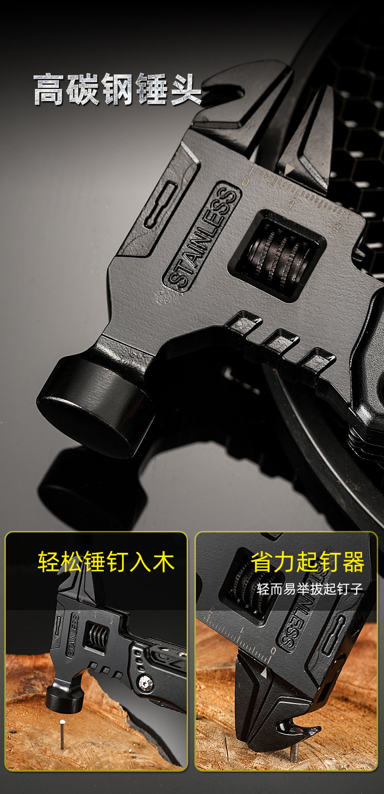 Wholesale outdoor multi-functional EDC knife pliers combination tools, folding hammers, adjustable wrenches, universal hardware tools, knife pliers pic 12
