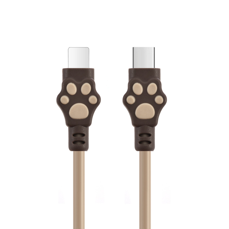 Applicable one-meter TYPE C to lightning Apple Bear Paw TPE mobile phone data cable pic 2