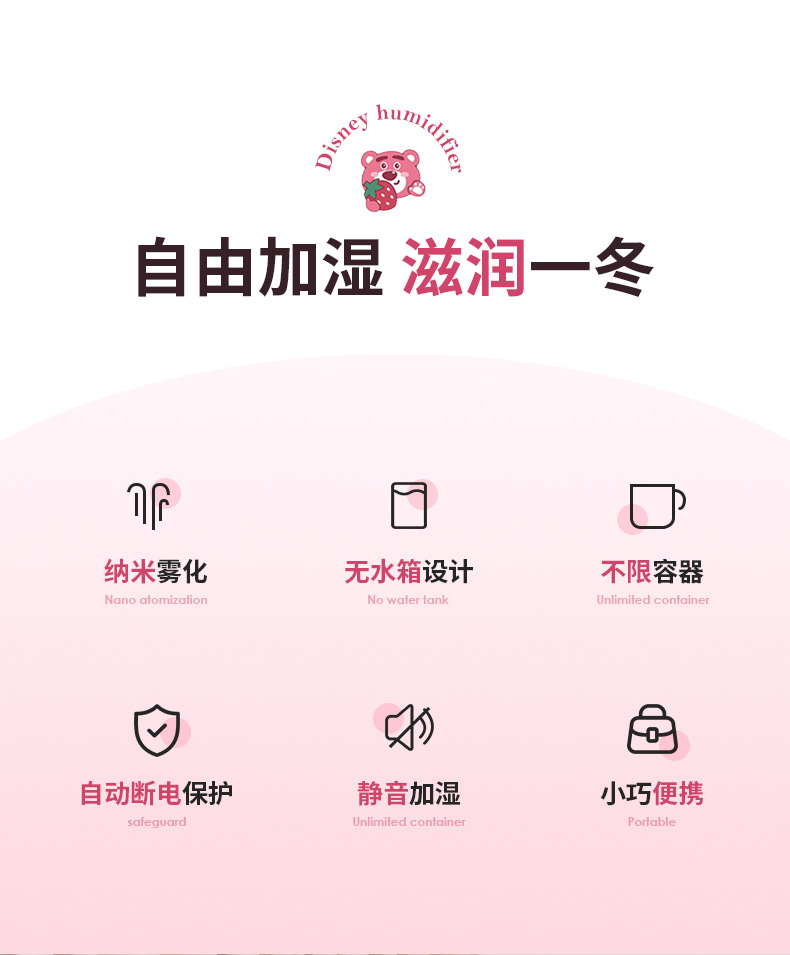 Disney usb charging home small portable air, car fog quantification bedroom mini desktop humidifier pic 8