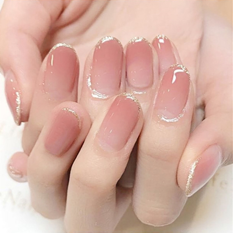 Finished nail art pieces, medium-length wearable nail art pieces, wearable nail art pieces, European and American nail art stickers, 24 nail art pieces, wearable nail art nude color pure desire pic 15
