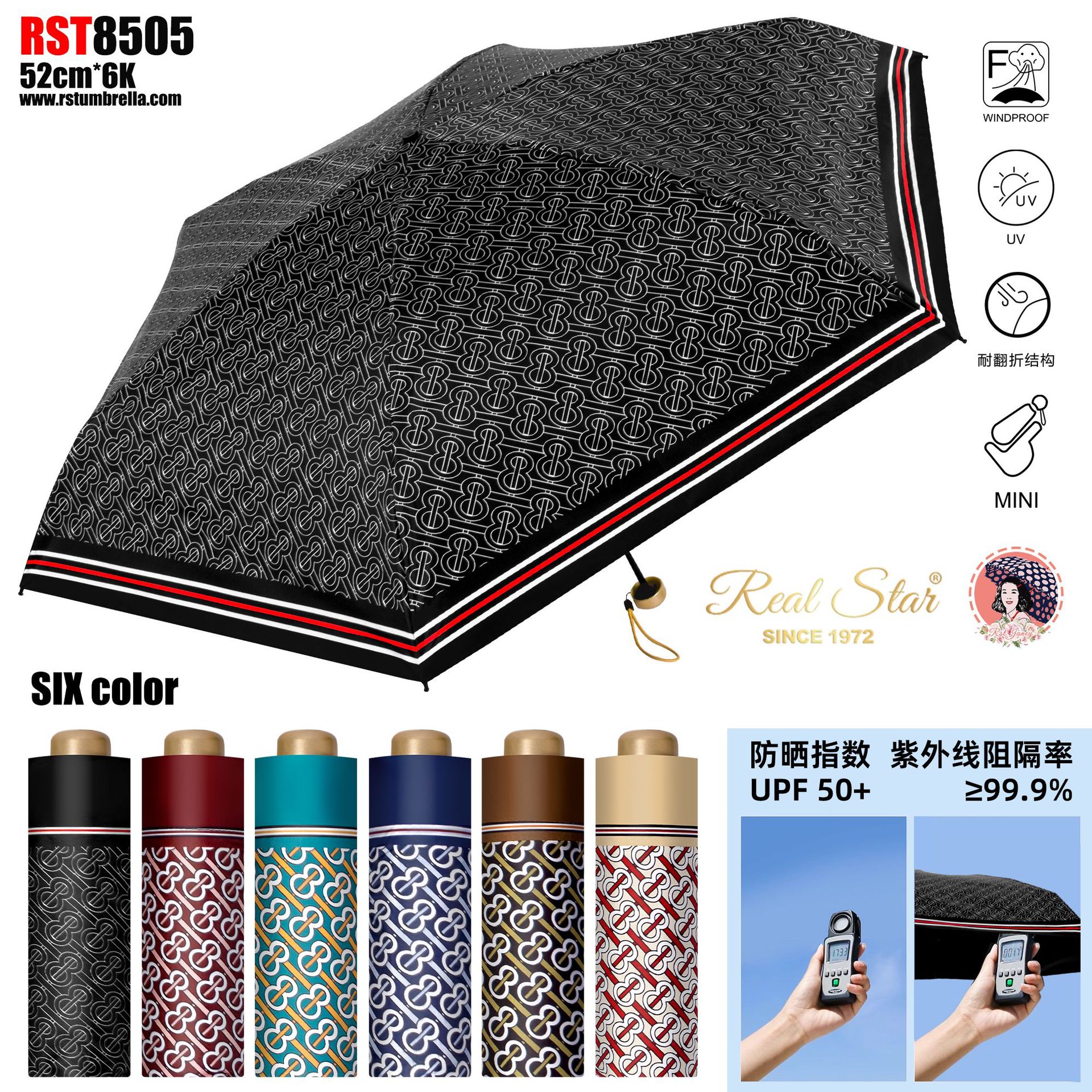 ins时尚小碎花黑胶遮光防晒防紫外线晴雨两用伞小清新便携口袋伞详情25