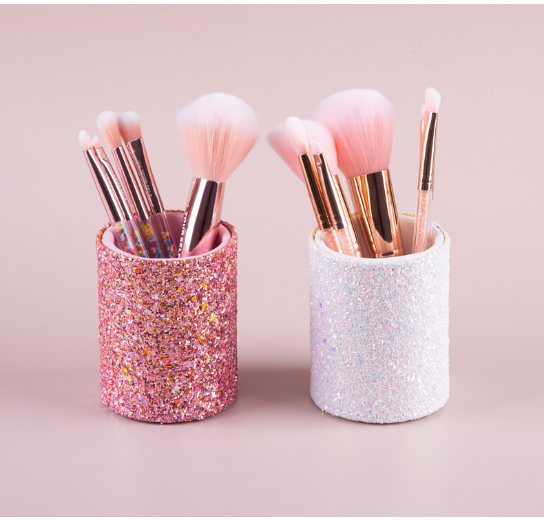 跨境新品粉色散粉修容粉底眼影刷全套女生学生美妆工具收纳桶装化妆刷组合详情20