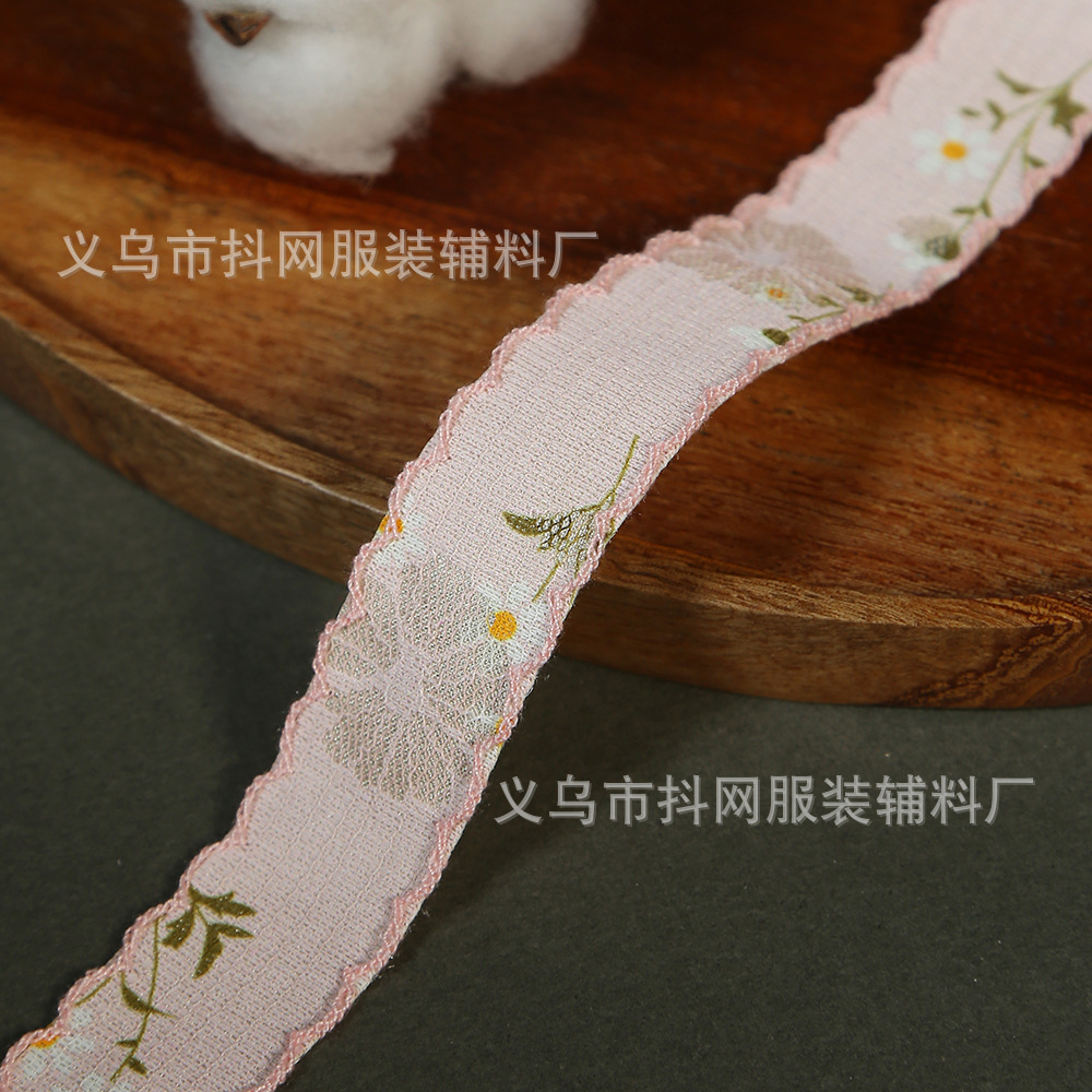 2.6CM-4CM彩色小碎花刺绣提花织带diy双耳朵边发饰桌布装饰辅料详情7