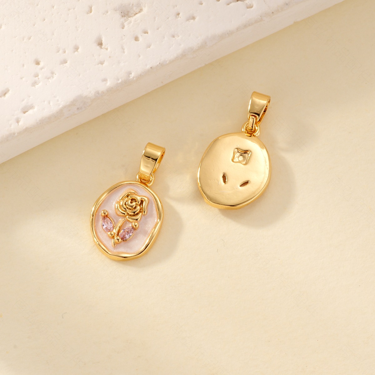 Oil-dripping rose pendant necklace clasp, copper-plated with real gold, high color retention and high-end feel, DIY jewelry necklace clasp pic 13