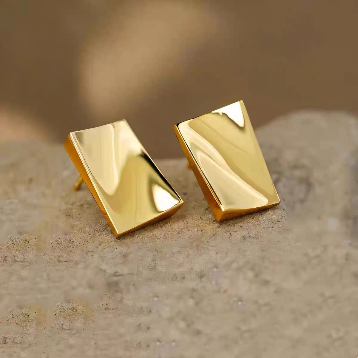 FANGY*法式小金砖耳钉时尚通勤高级感轻奢成熟风精致几何方形耳钉详情10