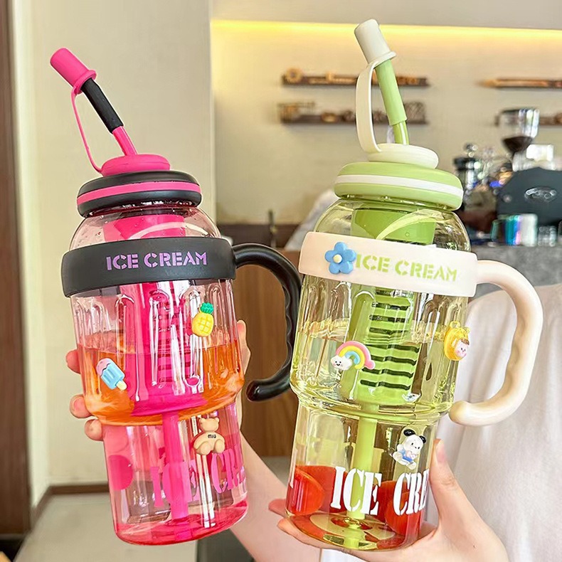 Large-capacity tea and water separation 40OZ plastic cup, summer high appearance level ice cup, portable straw cup, student big belly cup pic 2