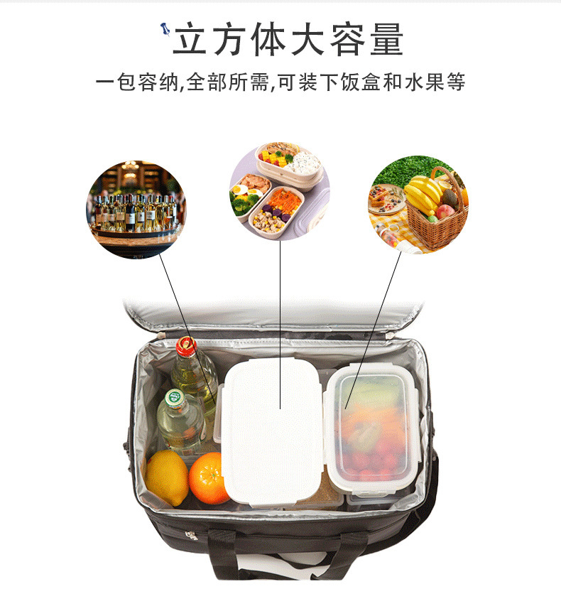 跨境热销牛津布保温袋大容量加厚peva防水冰包便携单肩手提午餐包详情5