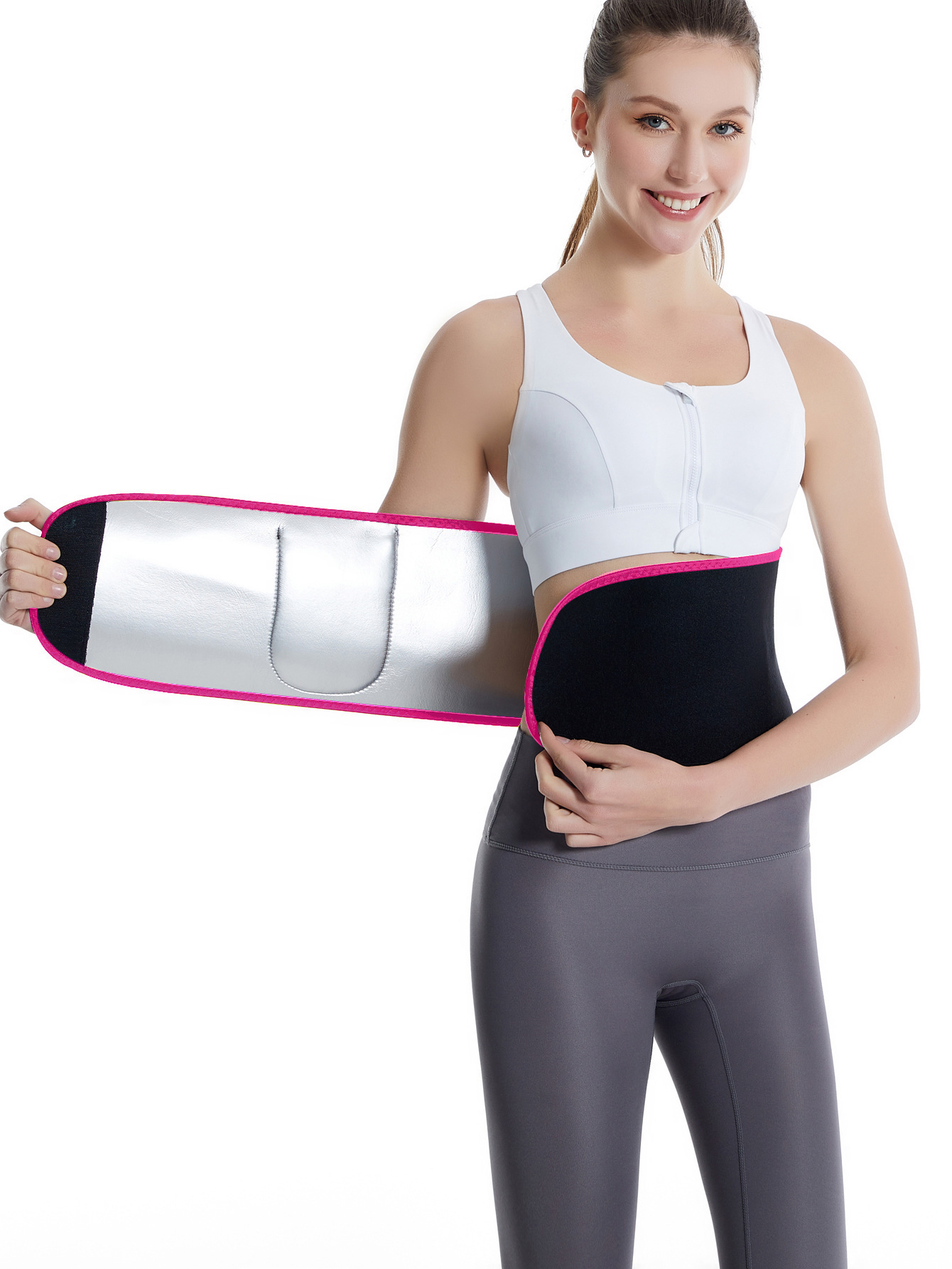 X Cross-border best-selling abdominal tightening belt, sauna sweat-absorbing belt, body-shaping belt, mobile phone bag, silver ion waist seal belt pic 15