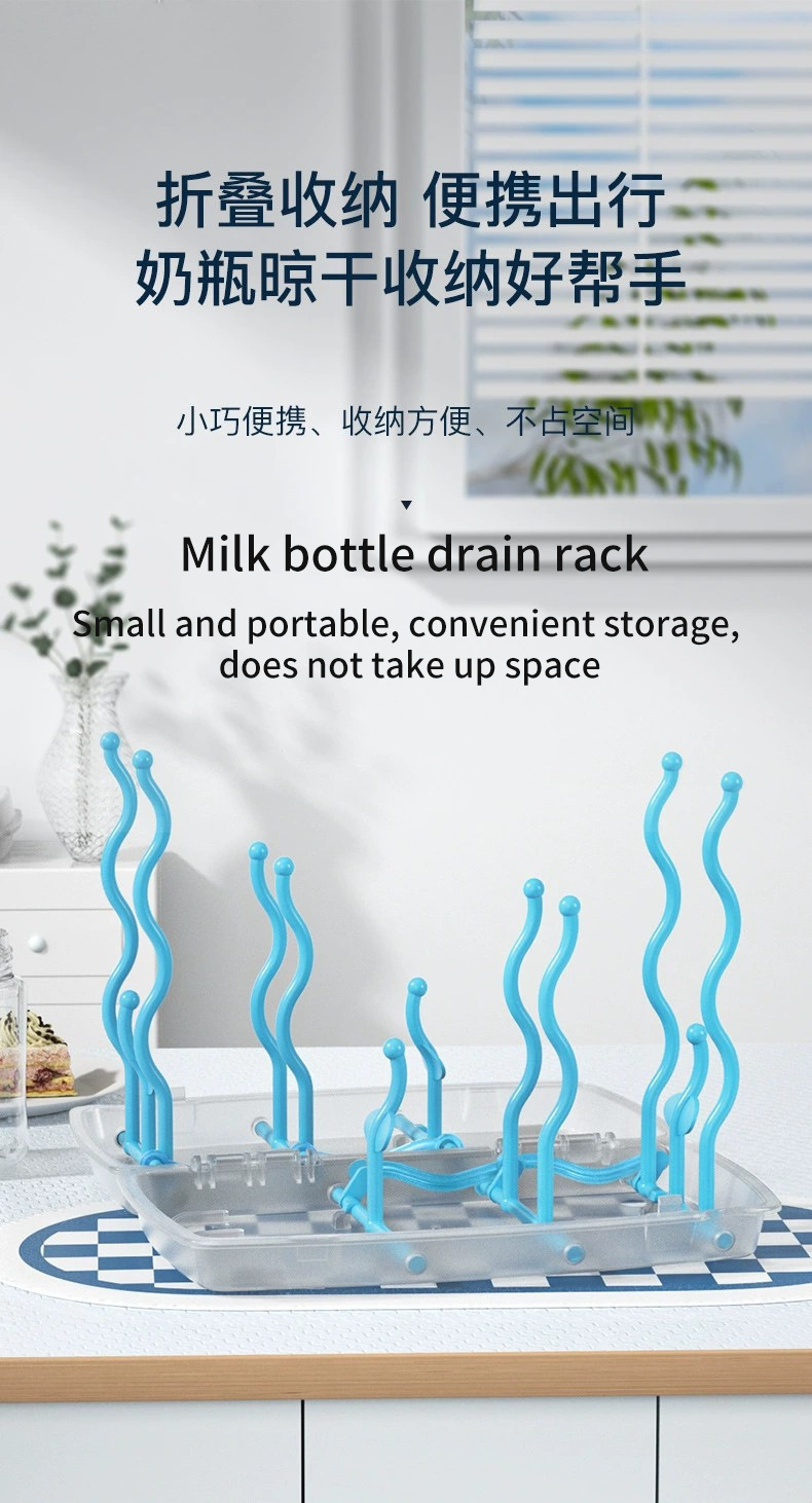 防尘带盖奶瓶架晾干架多功能折叠沥水架奶嘴滤水架收纳盒装旅行款详情6
