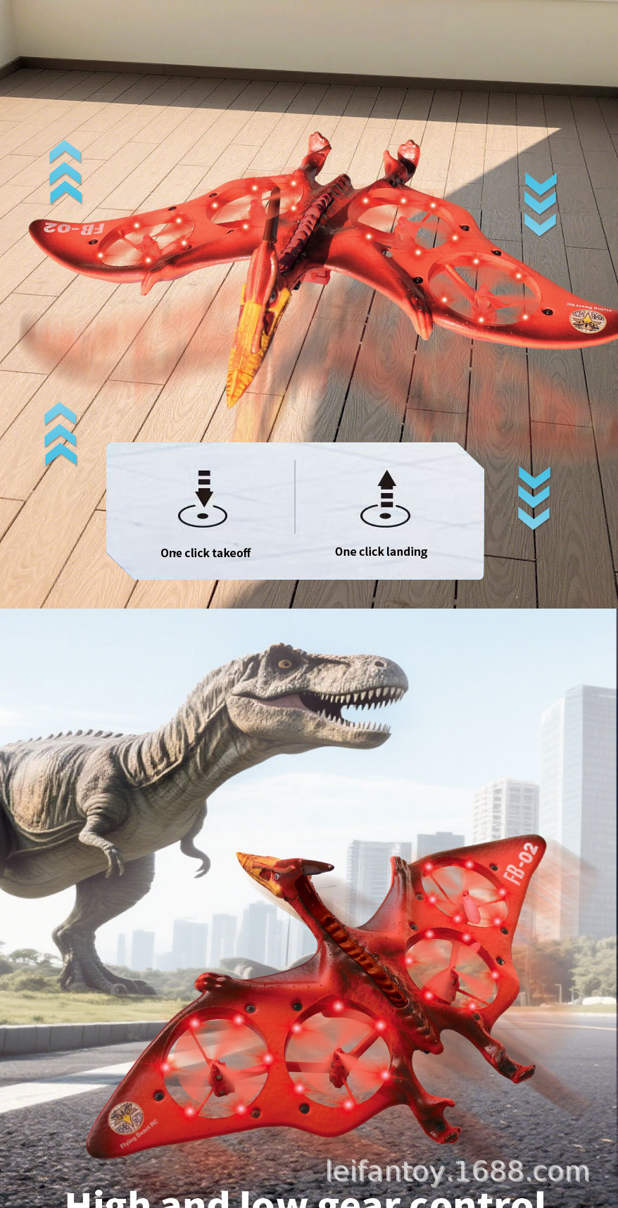 Cross-border foreign trade remote control aircraft, wing Loong fighter jet, dinosaur simulation, cool lights, quadcopter toy pic 4