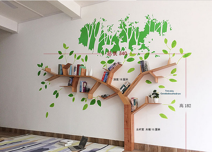 实木书树形书架上墙装饰创意书柜收纳架置物架幼儿园特殊造型详情11