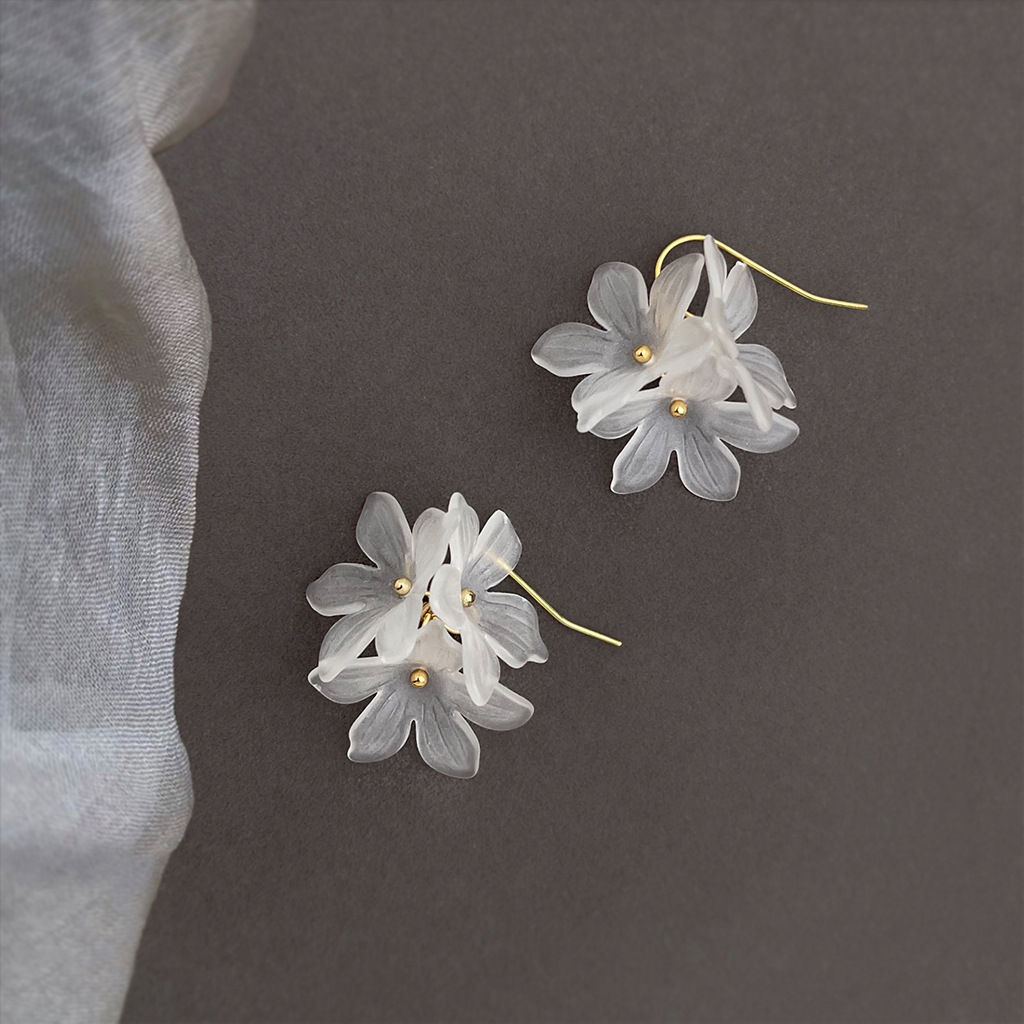 Forest-style fresh and sweet floral acrylic earrings, elegant and feminine new earrings factory accessories supply pic 3