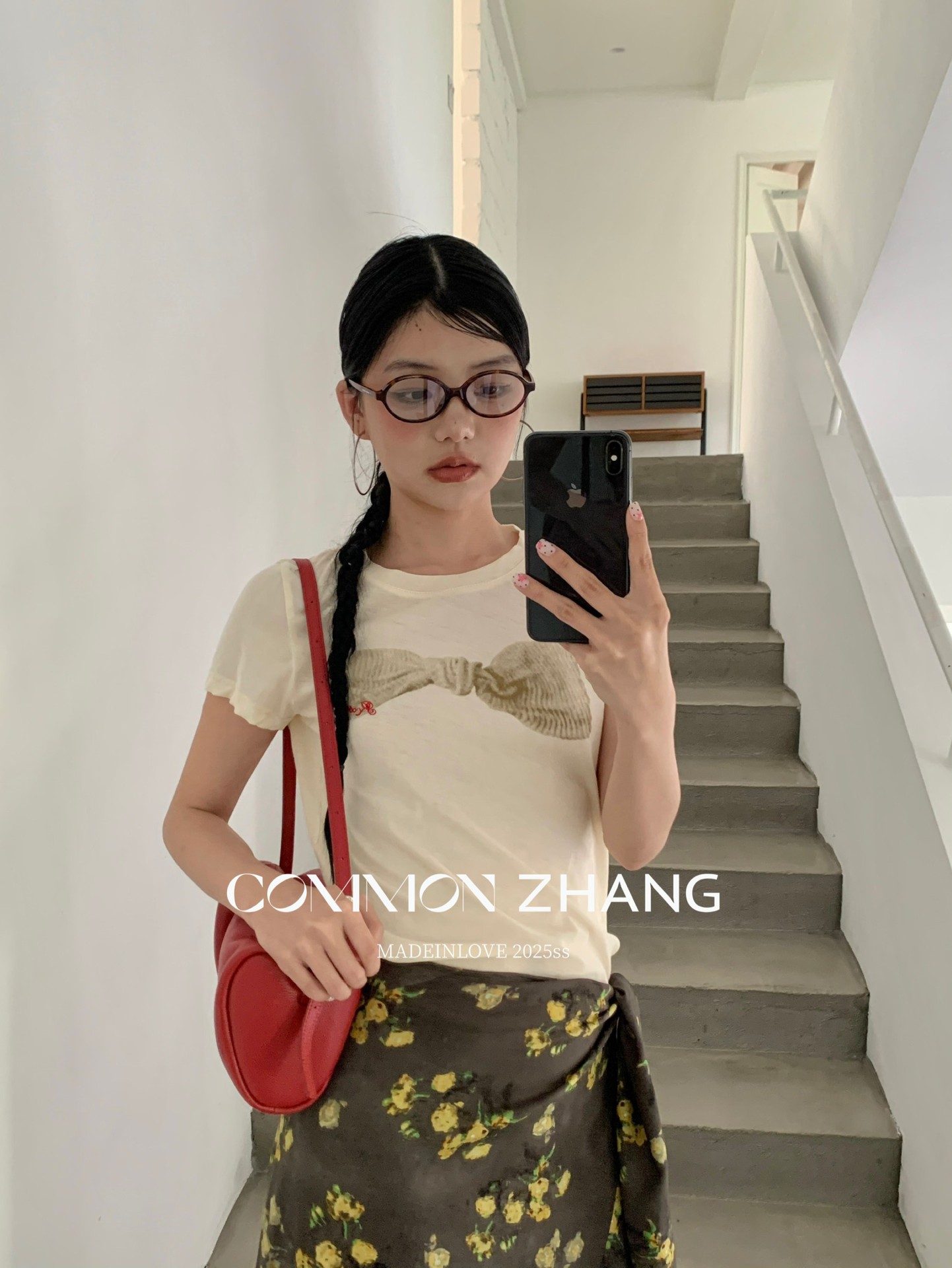 CZ ZHANG Summer Korean Style laid-back Casual Versatile Bow Print Letter Embroidery short-sleeved T-shirt B20639 pic 18