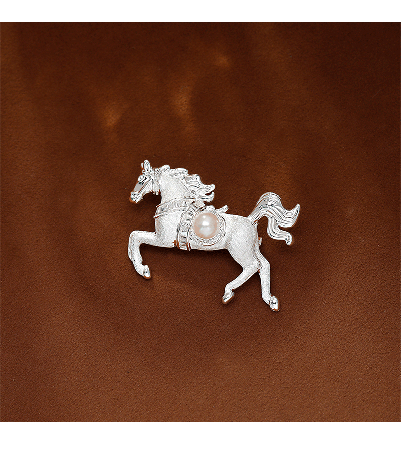 Hyacinth caballo a gongcheng temperamento de moda cepillado grueso plata corcel broche mujer personalidad traje pin en vivo burst estilo accesorios pic 2