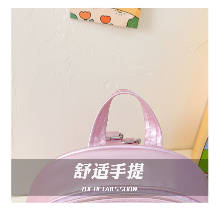 Rainbow gradient sequin backpack, pearl shell pattern, pink bow, outdoor hiking canvas schoolbag, lightweight and durable pic 8