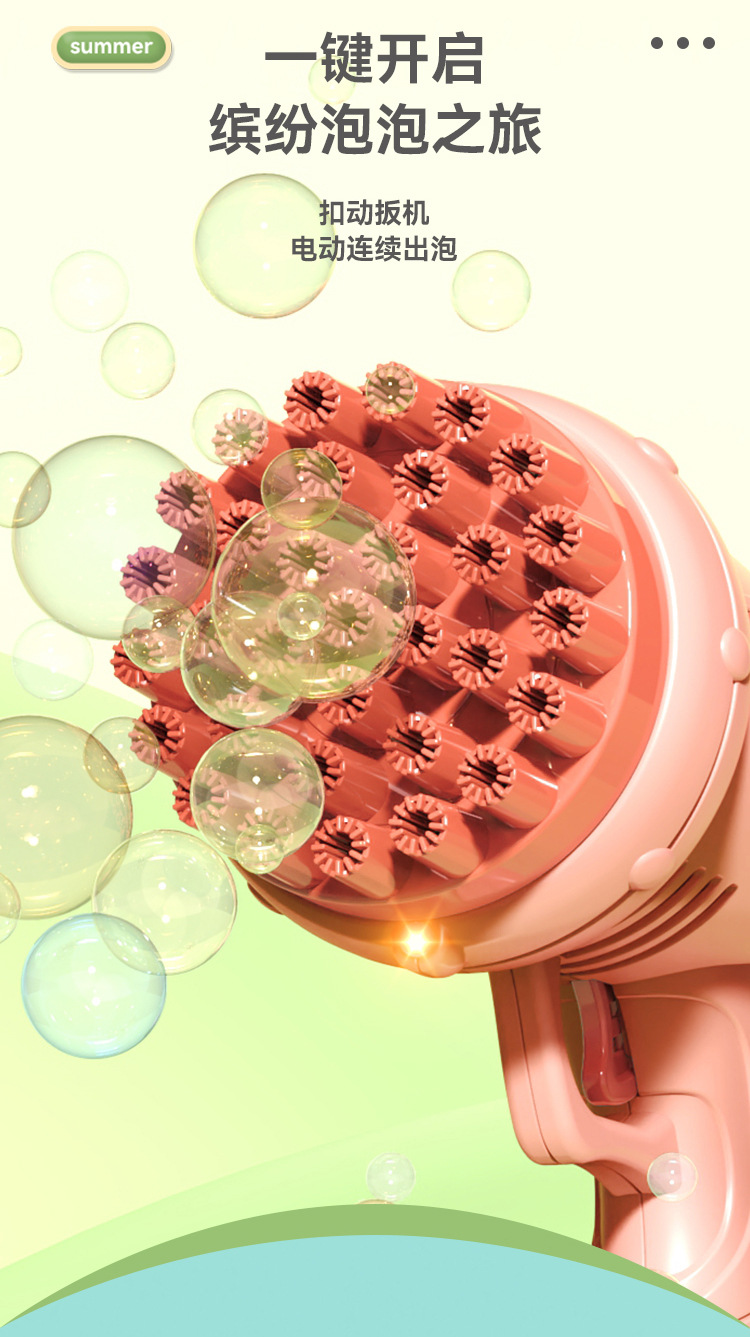 厂家批发跨境天使电动泡泡枪32孔泡泡机69孔儿童手持泡泡玩具摆摊详情5