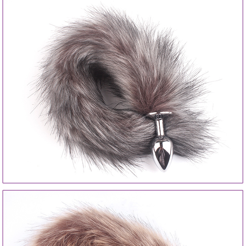 火乐人造毛尾巴狐狸金属尾巴肛塞白狐狸成人玩具情趣用品详情10