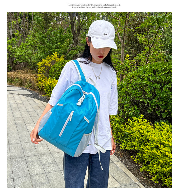 Wholesale of new cross-border outdoor folding bags with logo printing, hiking bags, water-resistant backpacks, and backpacks pic 18