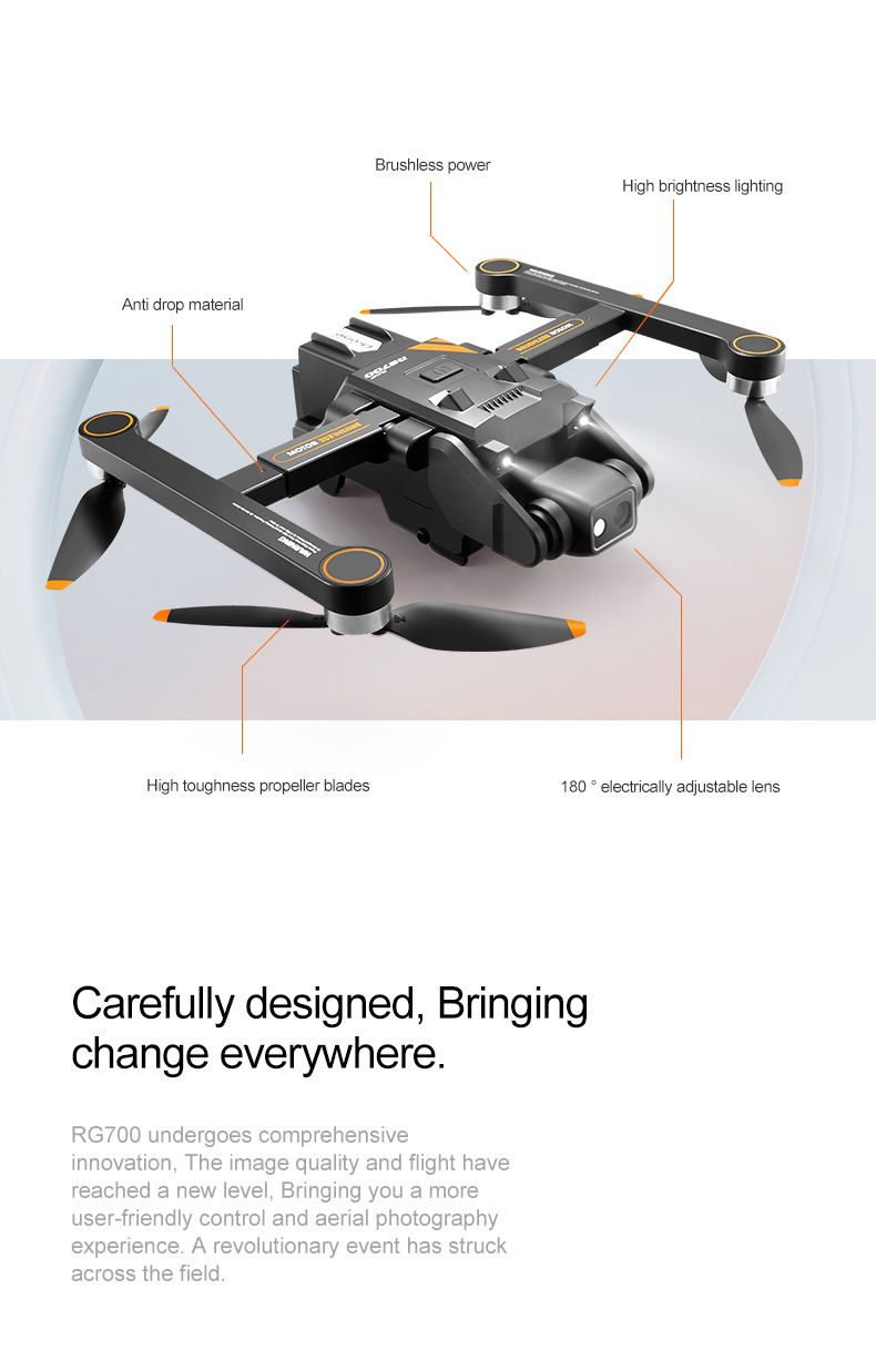 The cross-border new product RG700 quad-axis brushless unmanned aerial vehicle (UAV) for aerial photography, optical flow electronic speed regulation, GPS one-click return flight is for export pic 6