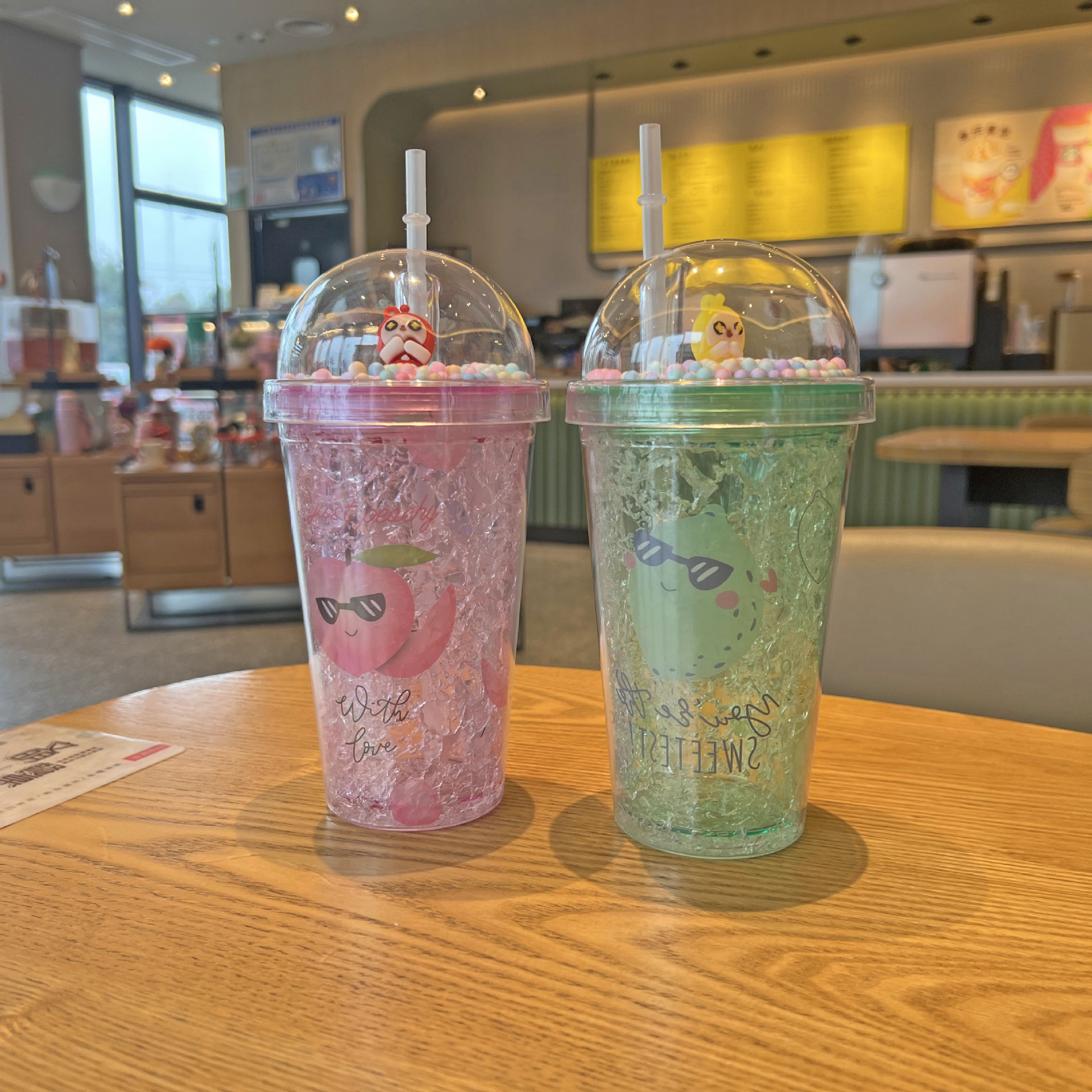 跨境新款水果塑料水杯批发双层卡通塑料吸管杯夏日碎冰杯微景观杯详情8