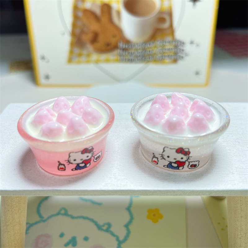 diy cream glue simulation food toy 3D strawberry cream basin hair clip patch Handmade homemade pendant resin accessories pic 7