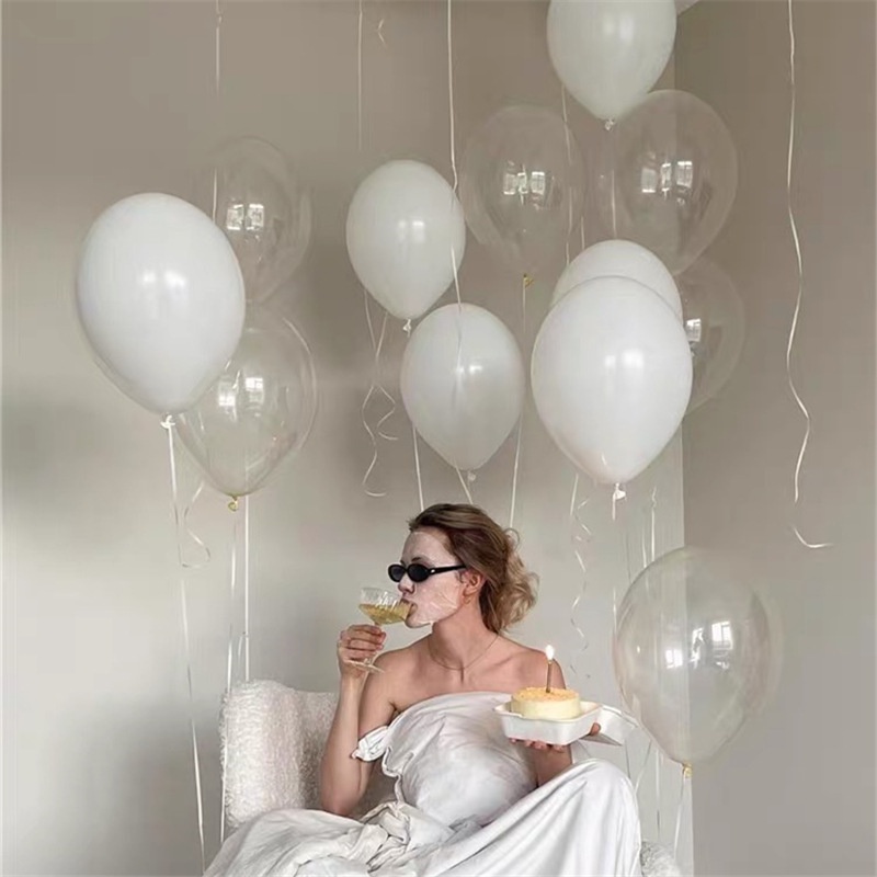 12寸白色透明乳胶气球幼儿园装饰场景布置生日派对情人节装饰气球详情3