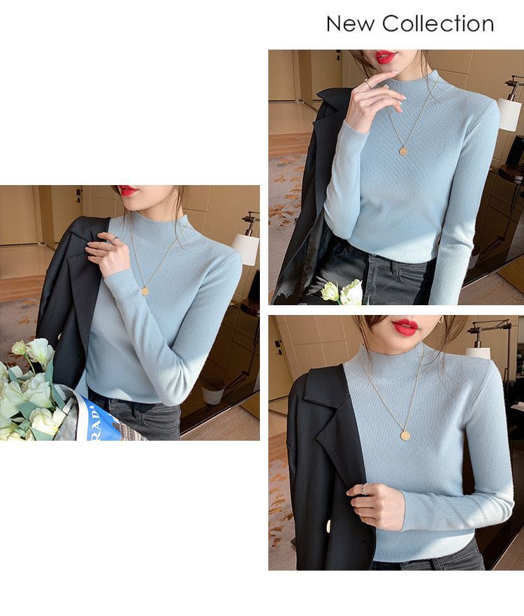 The semi-high-neck sweater is a new style for women in 2025. It can be paired with a knitted base layer for a slimming and form-fitting long-sleeved, versatile and stylish top pic 7
