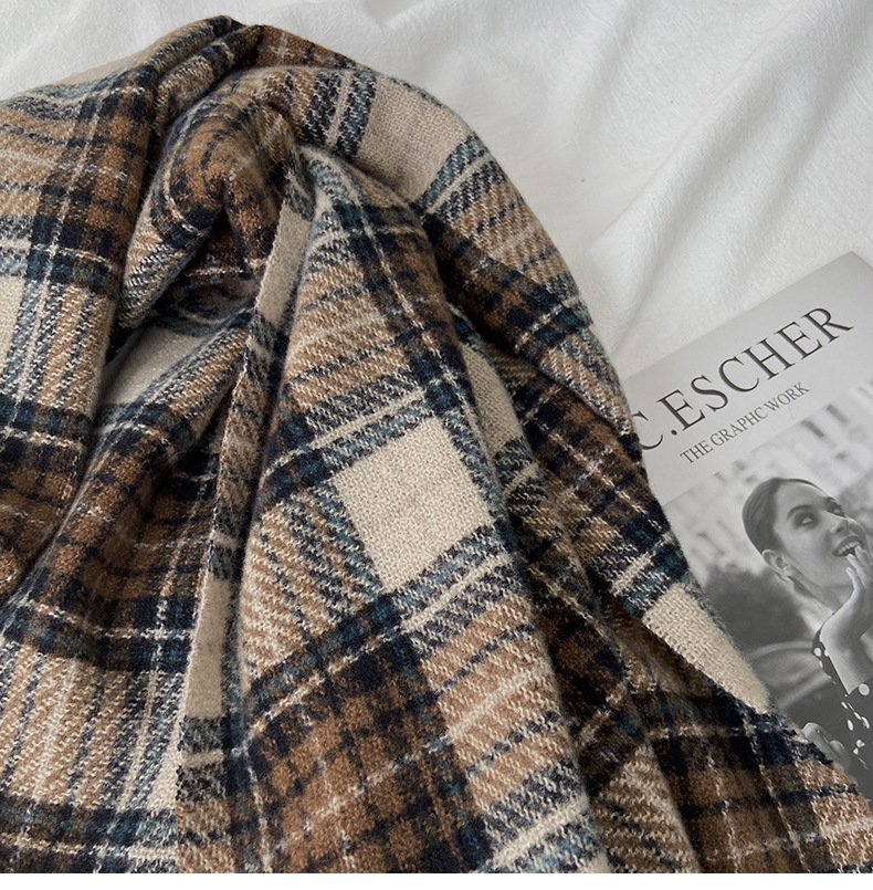 一件代发格子围巾女秋冬学生新款围脖韩系流苏高级氛围感保暖情侣百搭披肩地摊批发详情19