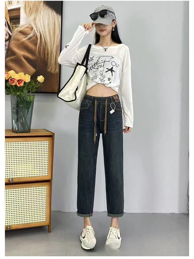 New Spring 2025 Harun jeans for women, high-waisted and slimming loose tapered radish pants, Korean-style casual dad pants pic 16