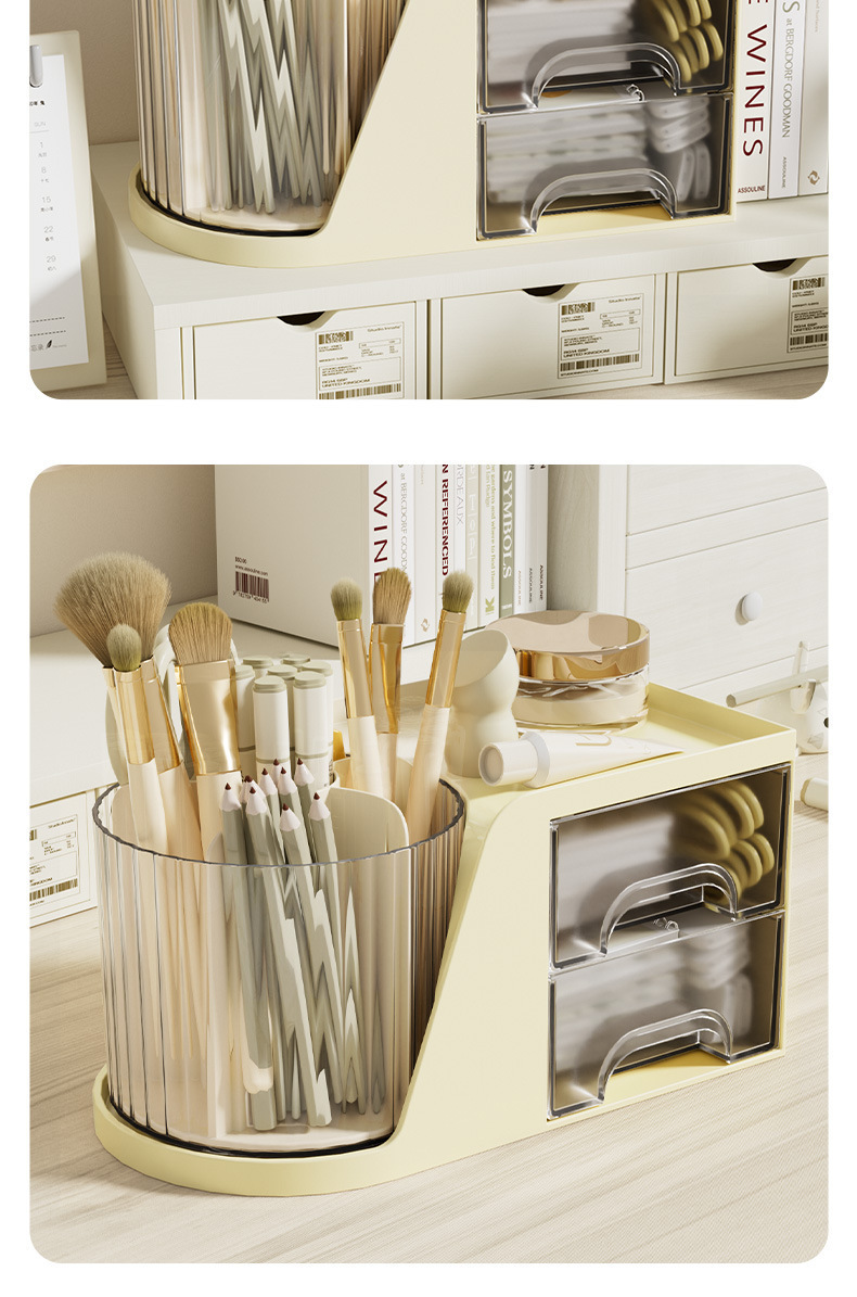 Desktop storage box, rotating makeup brush storage cylinder, cosmetics countertop, dressing table, lipstick and eyeshadow pen holder, storage rack pic 10