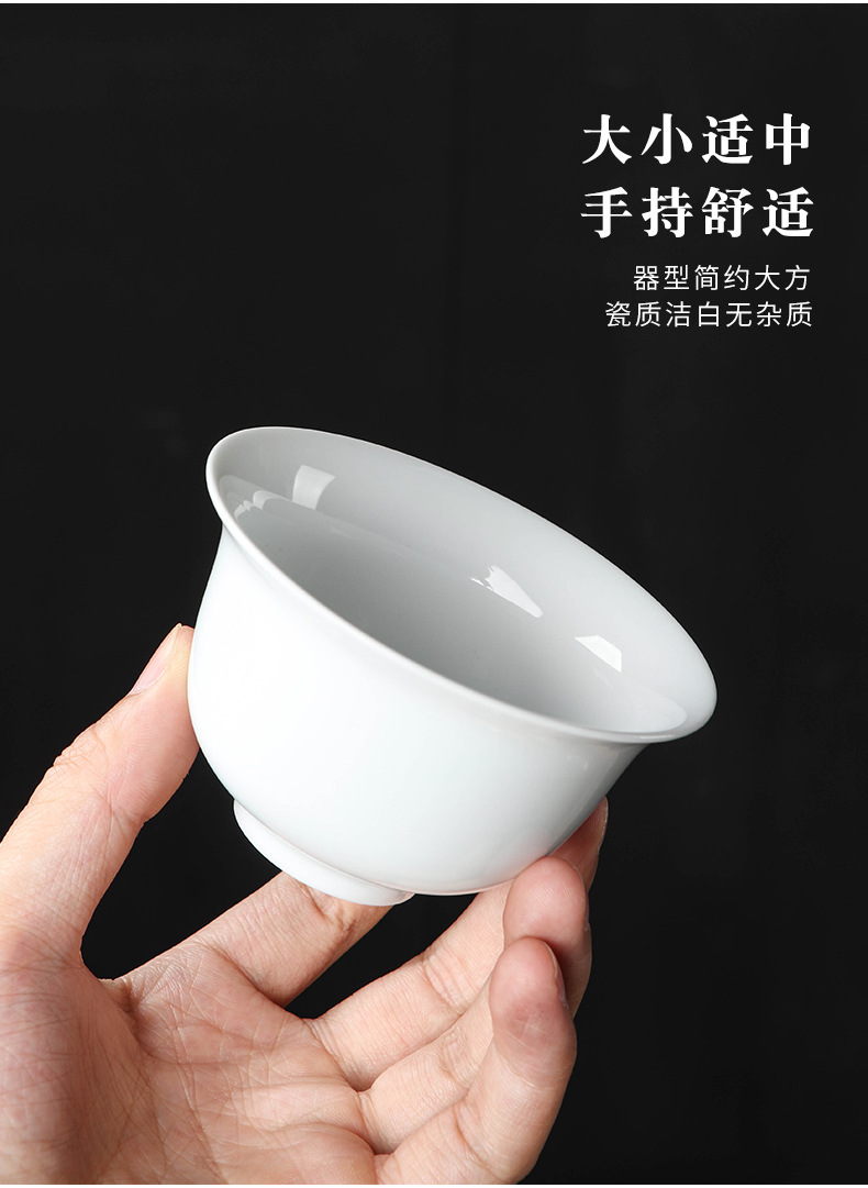 高白瓷三才盖碗羊脂玉瓷纯白大小号茶杯公司活动店铺开业LOGO礼品详情12