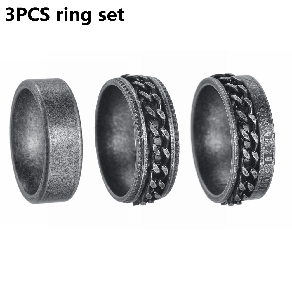 European and American jewelry set, aged silver ring, cross-border e-commerce source, Amazon rotating chain ring pic 2