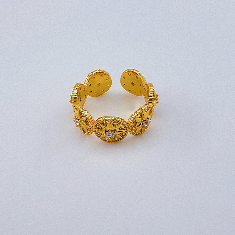 铜镀真金欧美轻奢气质微镶锆石八芒星戒指小众设计时尚高级感戒指详情7