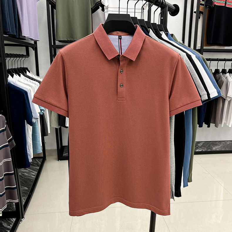 细珠地纯棉polo衫短袖男夏季新款中年纯色商务休闲翻领男士t恤详情14