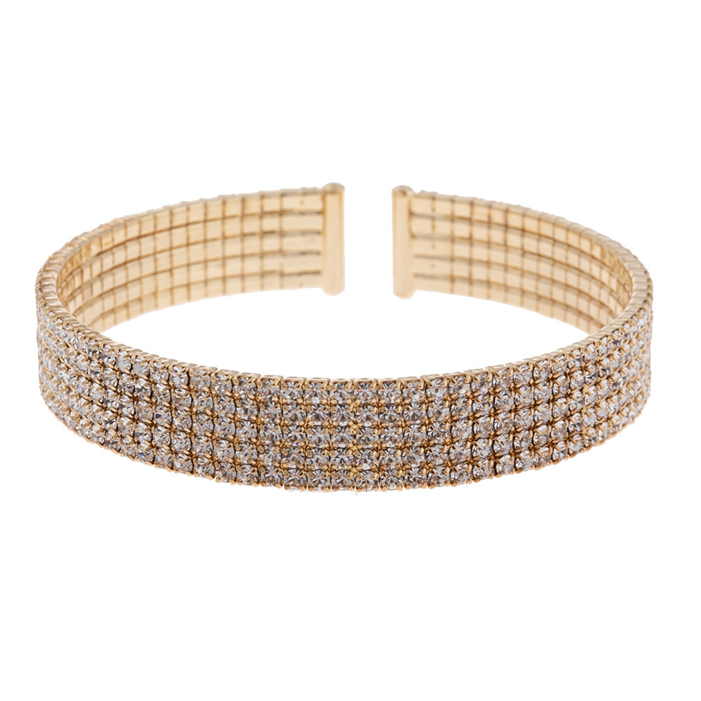 European and American cross-border factory direct sales 15-row full diamond open bracelet, exaggerated and trendy, perfect for balls, banquets, parties and gatherings pic 13