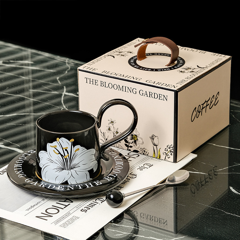 Retro-style ceramic coffee cups and saucers with a light luxury and high-end feel, afternoon tea coffee cups, home mugs, gift boxes, and souvenirs pic 13