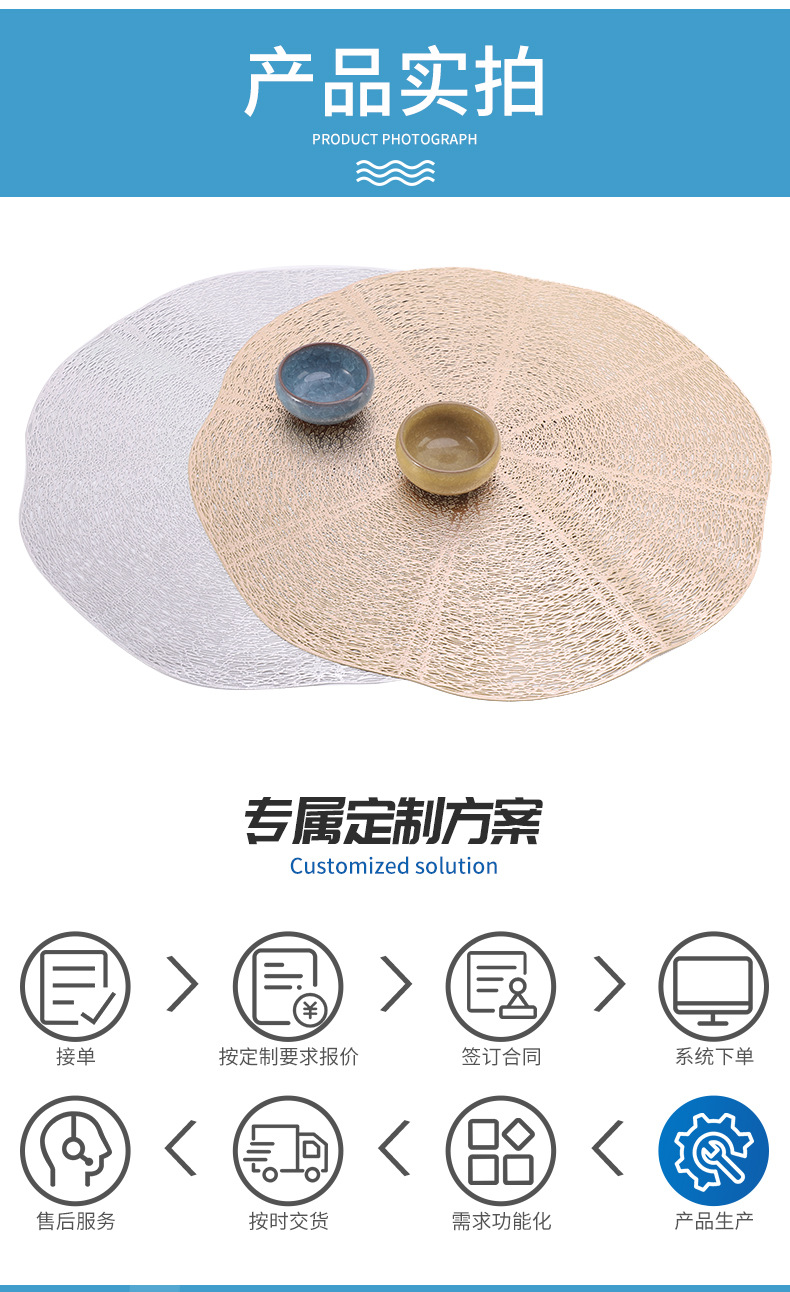 原创欧式烫金镂空pvc餐垫西餐垫隔热餐垫防滑垫餐桌垫碗垫详情6