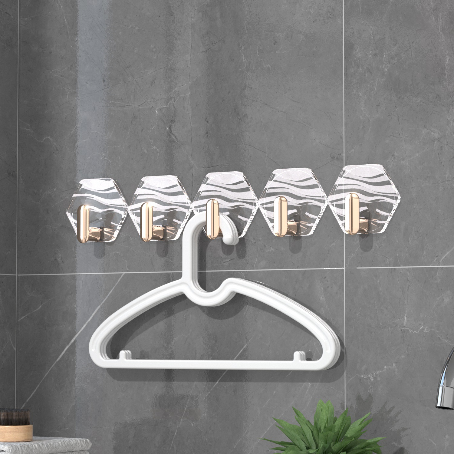 家用六边形水波纹挂钩免打孔浴室门后无痕挂钩卫生间粘胶圆形挂钩详情12