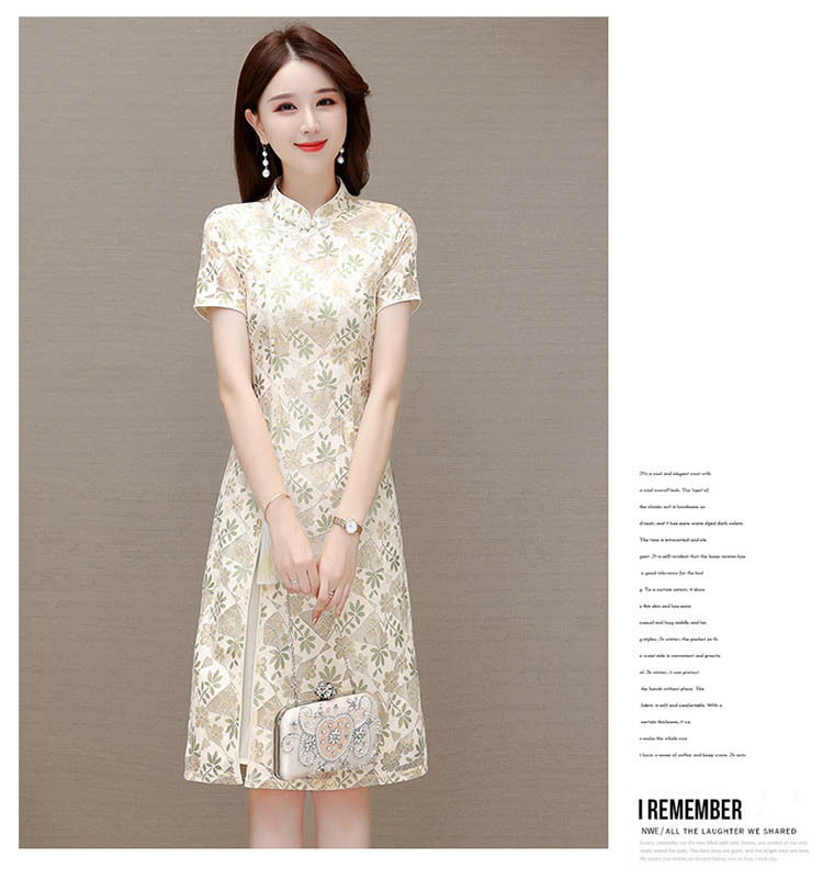 2023年夏季新款中长款气质碎花蕾丝旗袍连衣裙女修身时尚包臀裙详情10