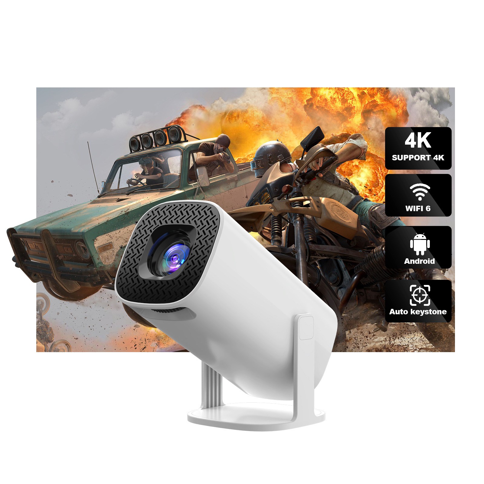The new cross-border projector P30 mini Home 4K Dual WIFI Bluetooth portable projector pic 5