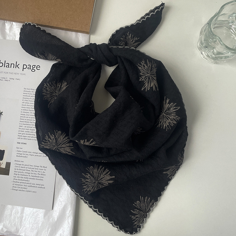 Japanese-style breathable cotton and linen small square scarf for women, 60x60cm, forest girl neck protection small scarf, sun protection travel photo headscarf pic 17
